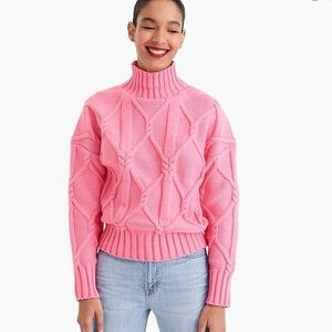 J.Crew Collection Cable Mock Neck Pink Sweater
